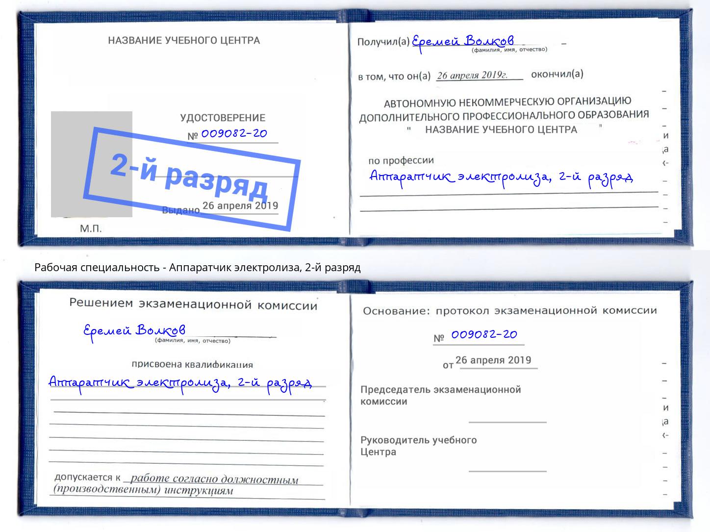 корочка 2-й разряд Аппаратчик электролиза Рыбинск