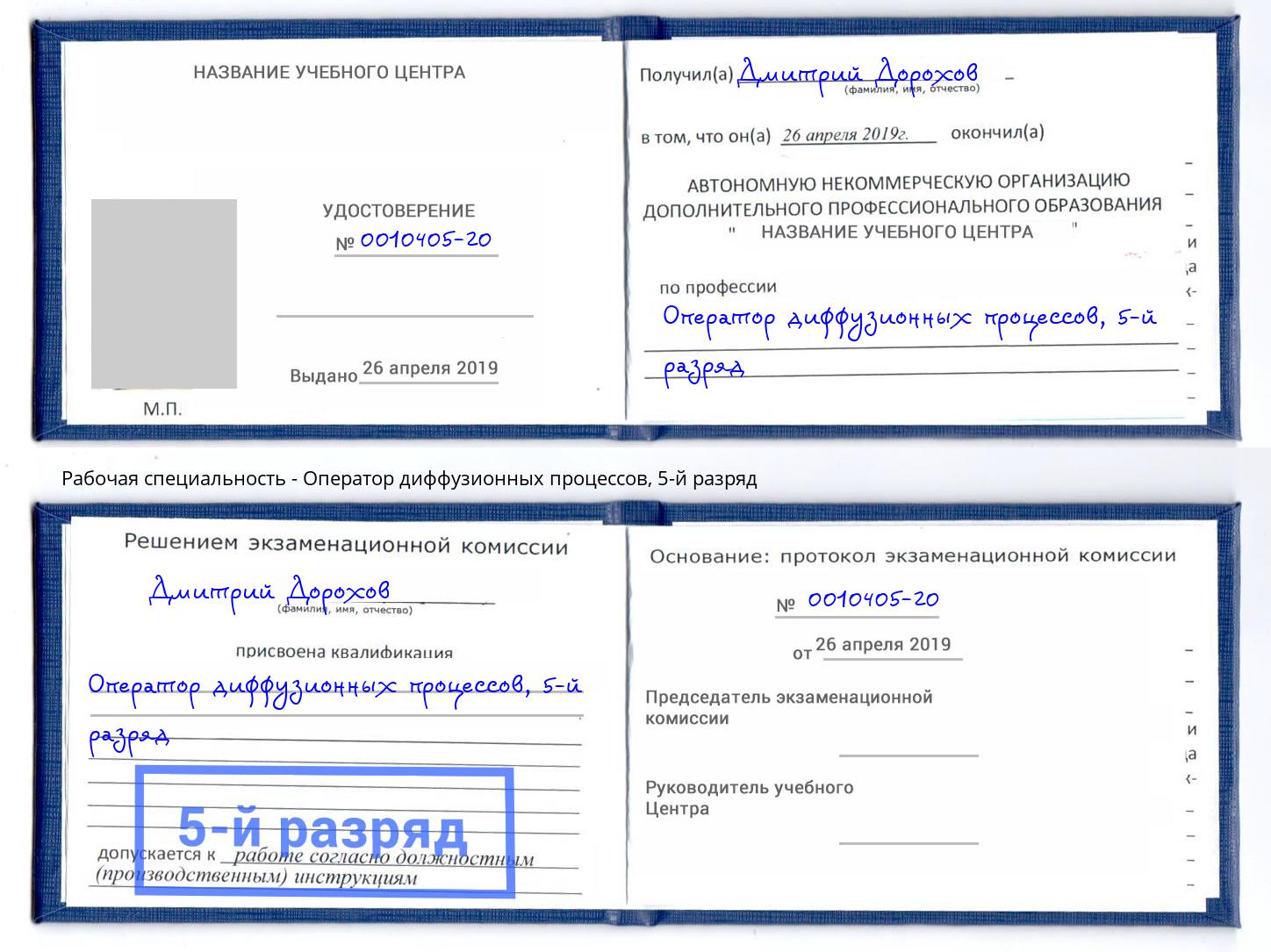 корочка 5-й разряд Оператор диффузионных процессов Рыбинск