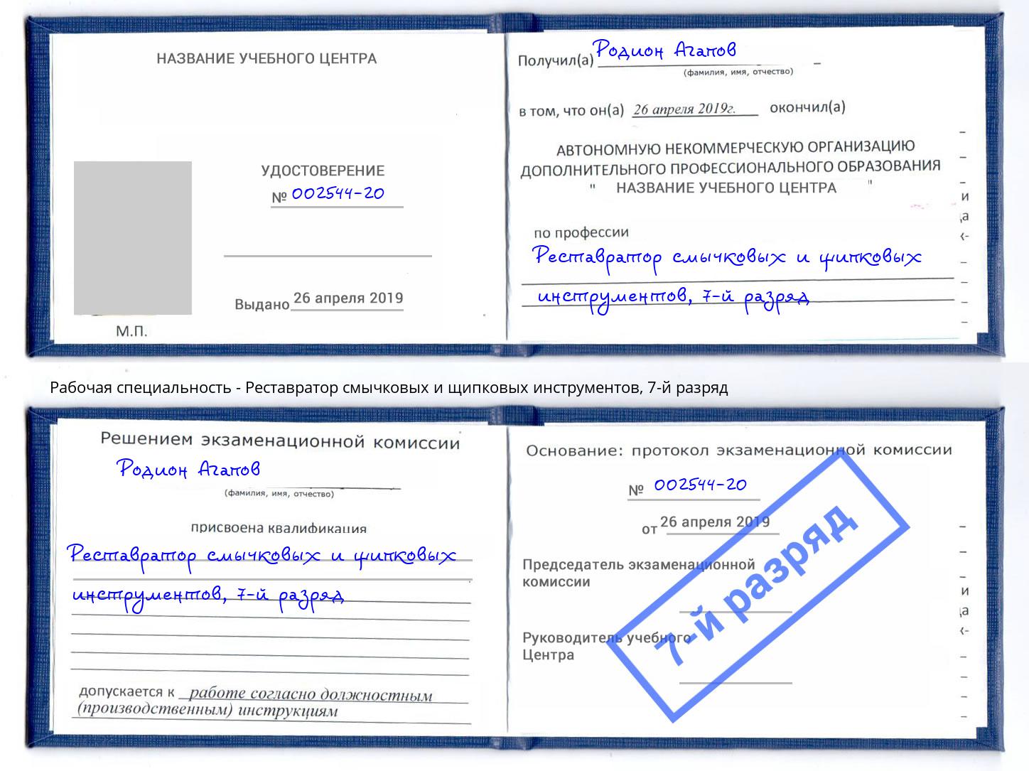 корочка 7-й разряд Реставратор смычковых и щипковых инструментов Рыбинск